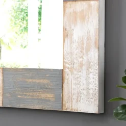 Decorative Mirrors-Kirkland's Home Mason Wood Planks Wall Mirror Gray