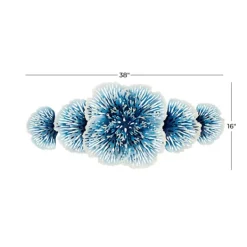 Wall Plaques-Kirkland's Home Matte And White Flowers Metal Wall Plaque Blue