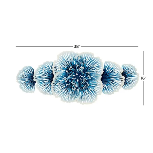 Wall Plaques-Kirkland's Home Matte And White Flowers Metal Wall Plaque Blue