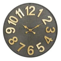 Clocks-Kirkland's Home Matte Black Iron Wall Clock, 32 In.