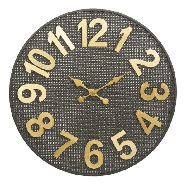 Clocks-Kirkland's Home Matte Black Iron Wall Clock, 32 In.