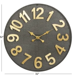 Clocks-Kirkland's Home Matte Black Iron Wall Clock, 32 In.