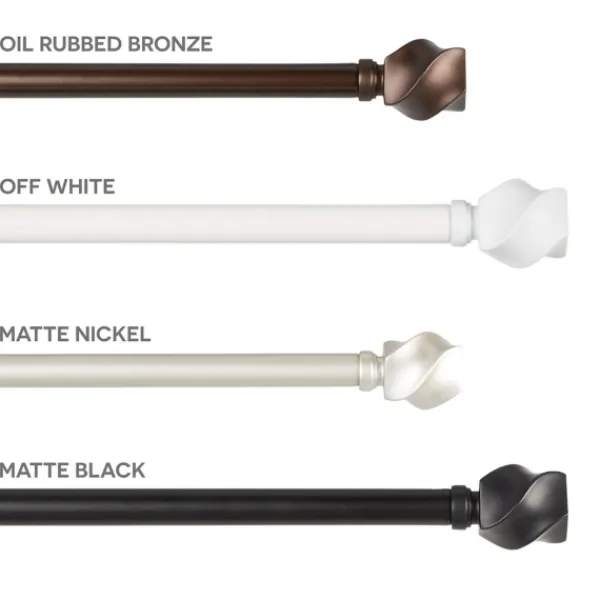 Curtain Rods & Hardware-Kirkland's Home Matte Black Modern Twist Curtain Rod, 72 In.