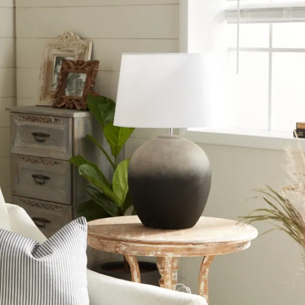 Table Lamps-Kirkland's Home Matte Black Ombre Textured Table Lamp, 23 In. White