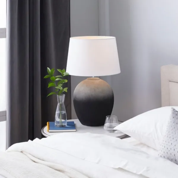 Table Lamps-Kirkland's Home Matte Black Ombre Textured Table Lamp, 23 In. White