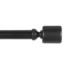 Curtain Rods & Hardware-Kirkland's Home Matte Black Rhys Cylinder Curtain Rod, 72 In.