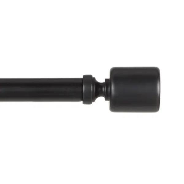 Curtain Rods & Hardware-Kirkland's Home Matte Black Rhys Cylinder Curtain Rod, 72 In.