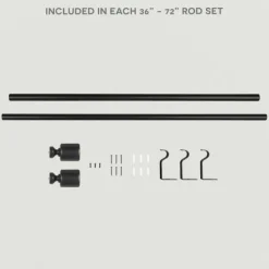 Curtain Rods & Hardware-Kirkland's Home Matte Black Rhys Cylinder Curtain Rod, 72 In.