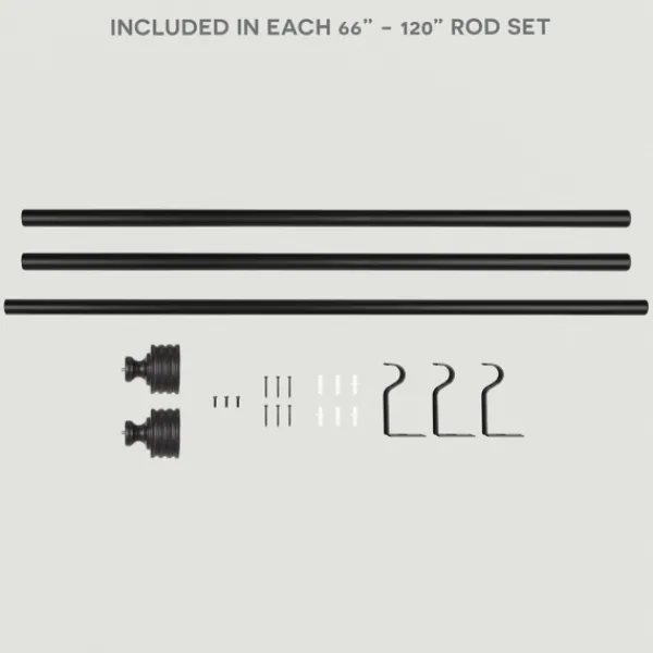 Curtain Rods & Hardware-Kirkland's Home Matte Black Stacked Cylinder Curtain Rod, 120 In.