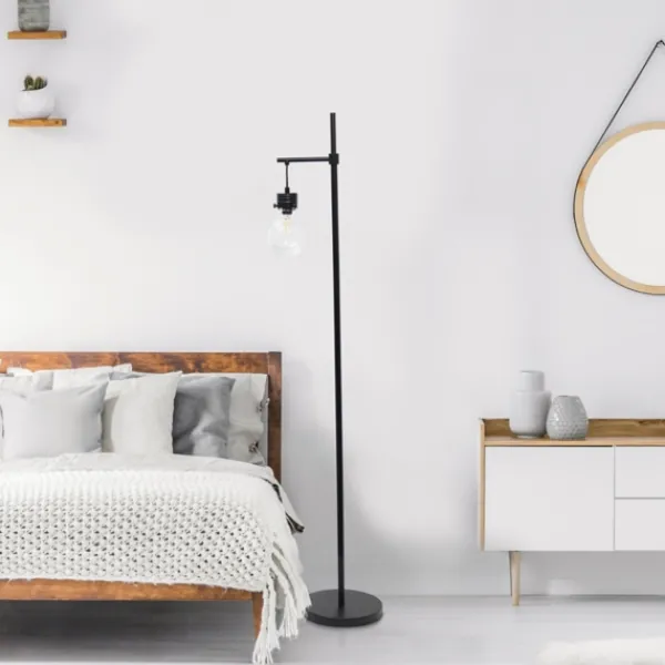Floor Lamps-Kirkland's Home Matte Black Stephen Floor Lamp Clear