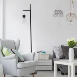 Floor Lamps-Kirkland's Home Matte Black Stephen Floor Lamp Clear
