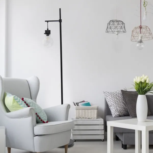 Floor Lamps-Kirkland's Home Matte Black Stephen Floor Lamp Clear