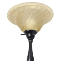 Floor Lamps-Kirkland's Home Matte Bronze And Amber Reading Arm Torchiere Tan