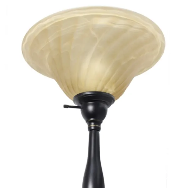 Floor Lamps-Kirkland's Home Matte Bronze And Amber Reading Arm Torchiere Tan