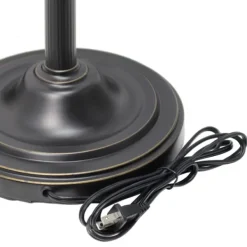 Floor Lamps-Kirkland's Home Matte Bronze And White Reading Arm Torchiere Brown