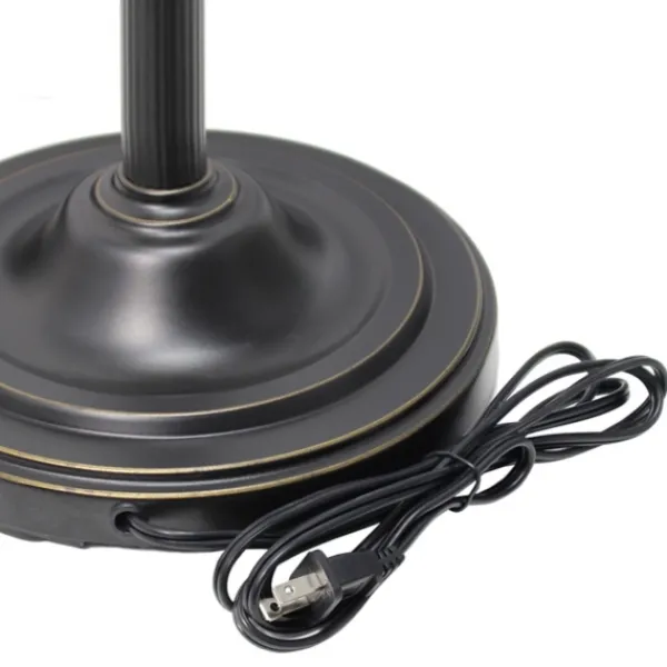 Floor Lamps-Kirkland's Home Matte Bronze And White Reading Arm Torchiere Brown
