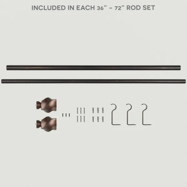 Curtain Rods & Hardware-Kirkland's Home Matte Bronze Modern Twist Curtain Rod, 72 In.