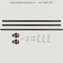 Curtain Rods & Hardware-Kirkland's Home Matte Bronze Modern Twist Curtain Rod, 120 In.