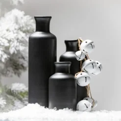 Vases-Kirkland's Home Matte Ceramic Vases, Set Of 3 Black