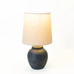 Table Lamps-Kirkland's Home Matte Charcoal Ribbed Mini Table Lamp Tan