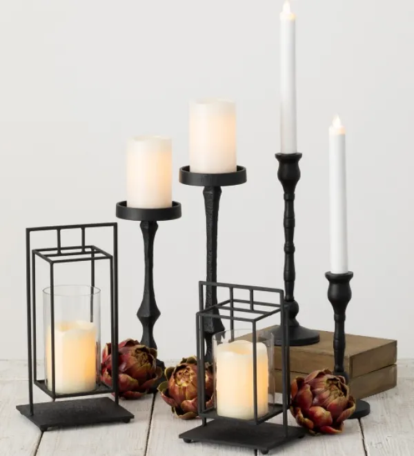 Candle Holders-Kirkland's Home Matte Iron Taper Candle Holders, Set Of 2 Black