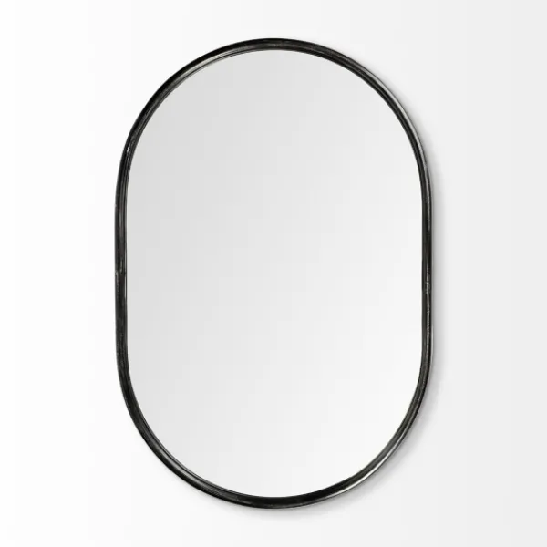 Decorative Mirrors-Kirkland's Home Matte Metal Frame Oval Wall Mirror Black