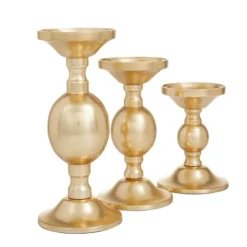 Candle Holders-Kirkland's Home Matte Metal 3-Pc. Pillar Candle Holder Set Gold