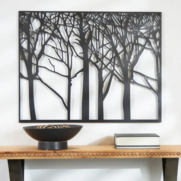 Wall Plaques-Kirkland's Home Matte Metal Tree Frame Wall Plaque Black