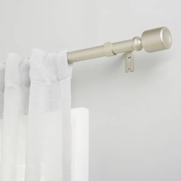 Curtain Rods & Hardware-Kirkland's Home Matte Nickel Rhys Cylinder Curtain Rod, 72 In.