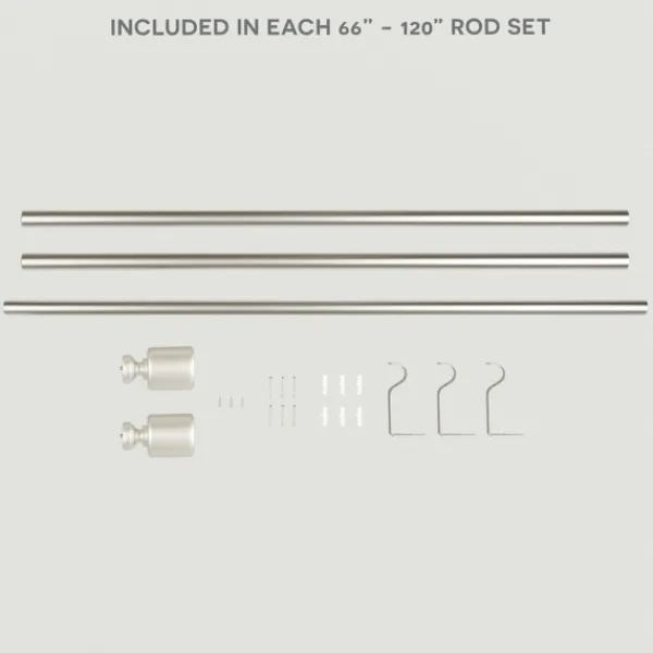 Curtain Rods & Hardware-Kirkland's Home Matte Nickel Rhys Cylinder Curtain Rod, 120 In.