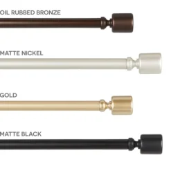 Curtain Rods & Hardware-Kirkland's Home Matte Nickel Rhys Cylinder Curtain Rod, 120 In.