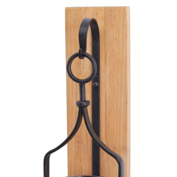 Sconces-Kirkland's Home Matte Poplar Wood Sconce Black