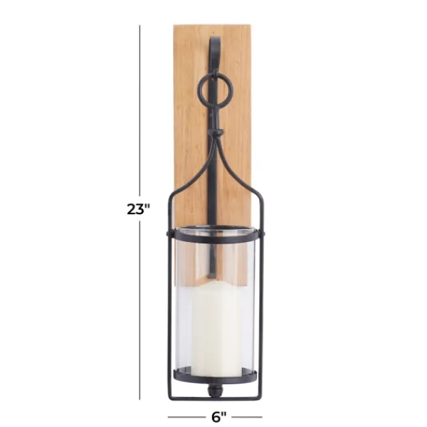 Sconces-Kirkland's Home Matte Poplar Wood Sconce Black