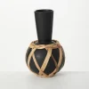 Vases-Kirkland's Home Matte Rattan Wrapped Vase Black