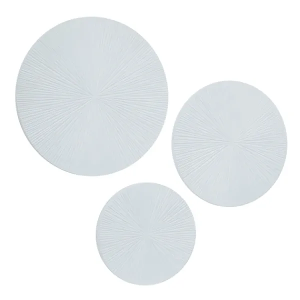 Wall Plaques-Kirkland's Home Matte Ribbed Sunburst Wall Plates, Set Of 3 White
