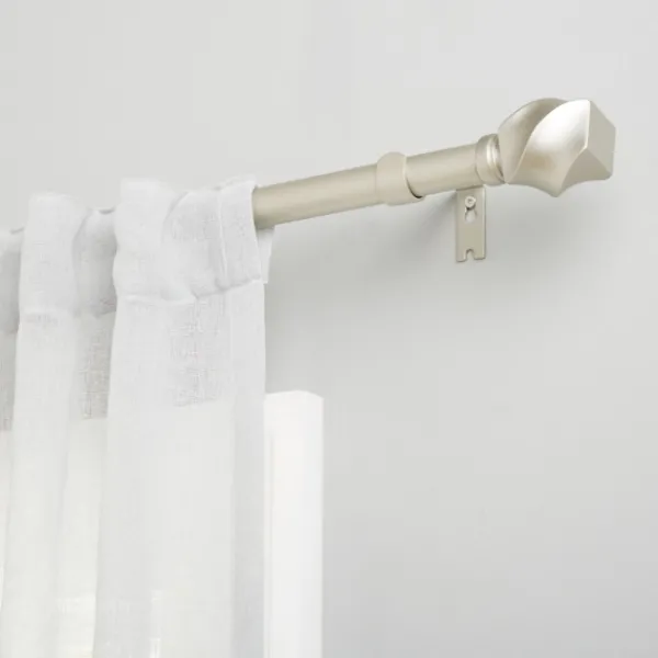 Curtain Rods & Hardware-Kirkland's Home Matte Silver Modern Twist Curtain Rod, 72 In.