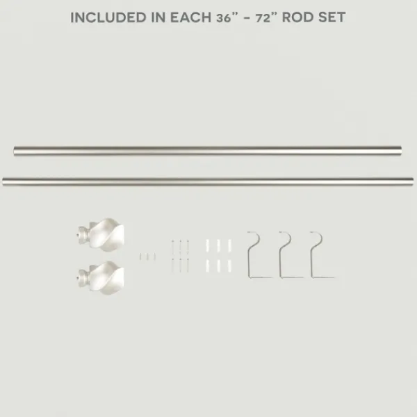 Curtain Rods & Hardware-Kirkland's Home Matte Silver Modern Twist Curtain Rod, 72 In.