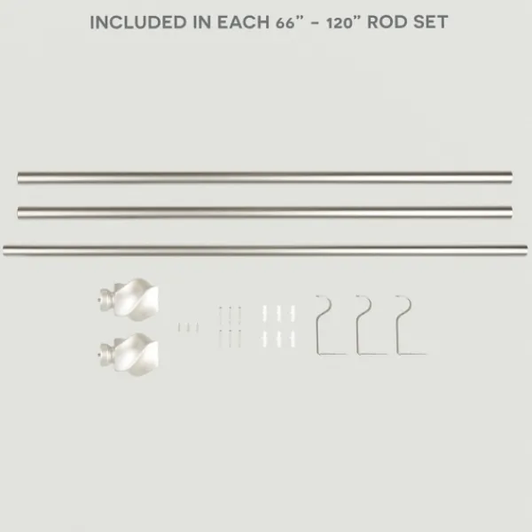 Curtain Rods & Hardware-Kirkland's Home Matte Silver Modern Twist Curtain Rod, 120 In.