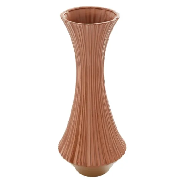 Vases-Kirkland's Home Matte Terracotta Fluted Ceramic Vase, 20 In. Red/Orange