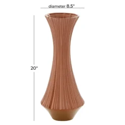 Vases-Kirkland's Home Matte Terracotta Fluted Ceramic Vase, 20 In. Red/Orange