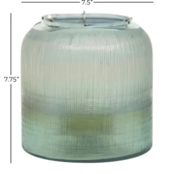 Candle Holders-Kirkland's Home Matte Turquoise Glass Candle Holder Blue