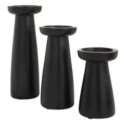 Candle Holders-Kirkland's Home Matte Wood T-Shape Candle Holders, Set Of 3 Black