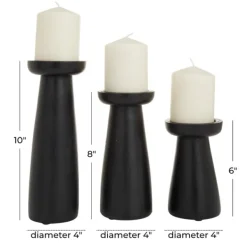 Candle Holders-Kirkland's Home Matte Wood T-Shape Candle Holders, Set Of 3 Black