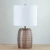 Table Lamps-Kirkland's Home Mauve Ribbed Glass Table Lamp White