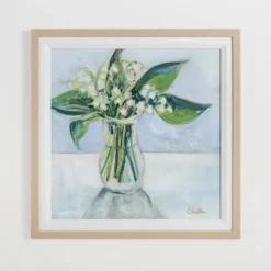 Framed Art-Kirkland's Home May Lily Of The Valley Framed Art Print Green/Gray/White