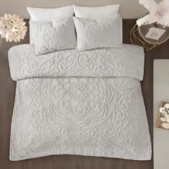 Comforters-Kirkland's Home Medallion California King 3-Pc. Comforter Set Gray