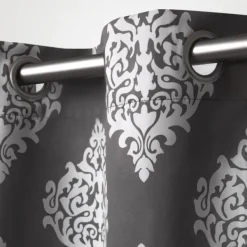 Curtains & Drapes-Kirkland's Home Medallion Curtain Panel Set, 96 In. Gray
