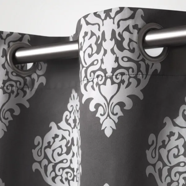 Curtains & Drapes-Kirkland's Home Medallion Curtain Panel Set, 96 In. Gray