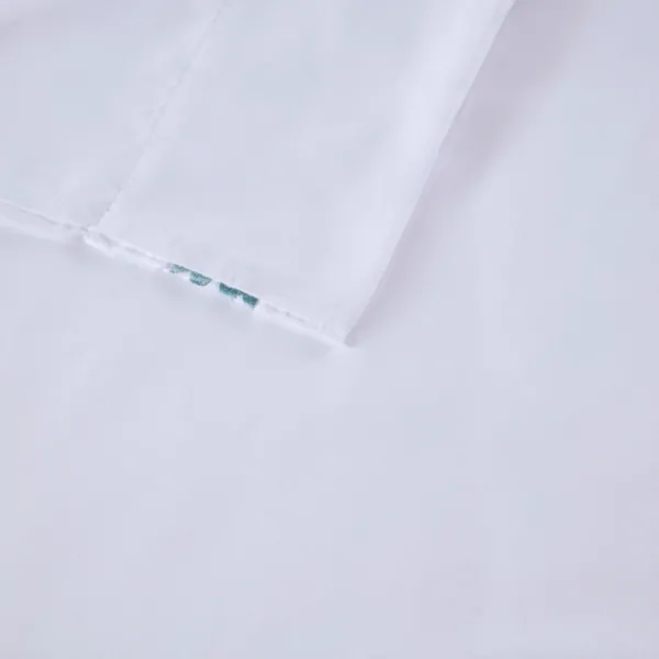 Bed Sheets-Kirkland's Home Medallion Hem Microfiber 4-Pc. Full Sheet Set White/Blue