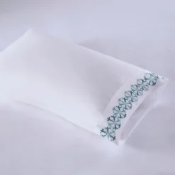 Bed Sheets-Kirkland's Home Medallion Hem Microfiber 4-Pc. Full Sheet Set White/Blue